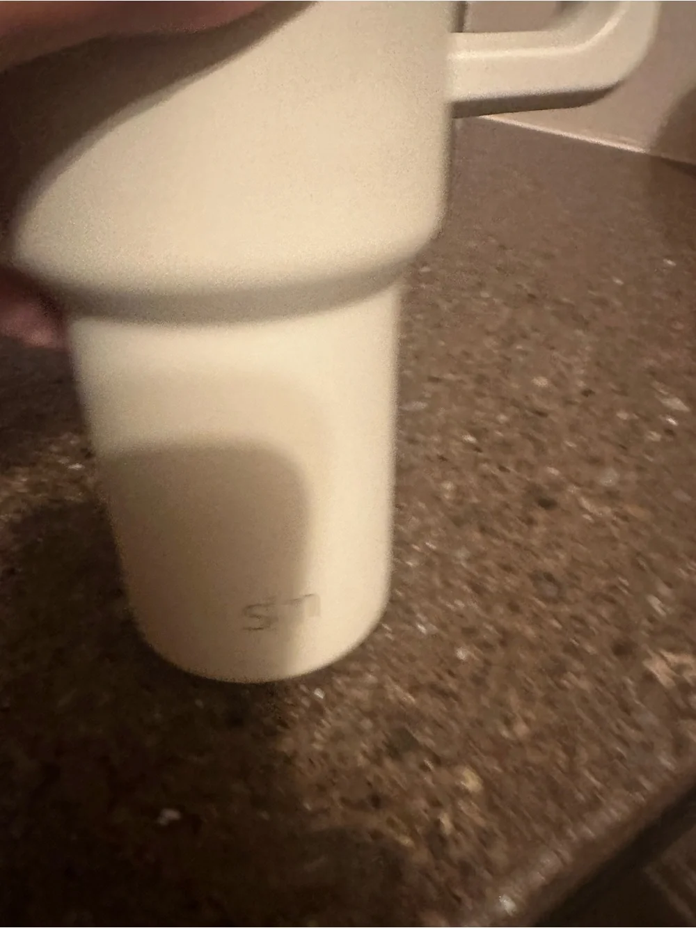 Insulated Sand colored Travel Tumbler with Handle and Straw